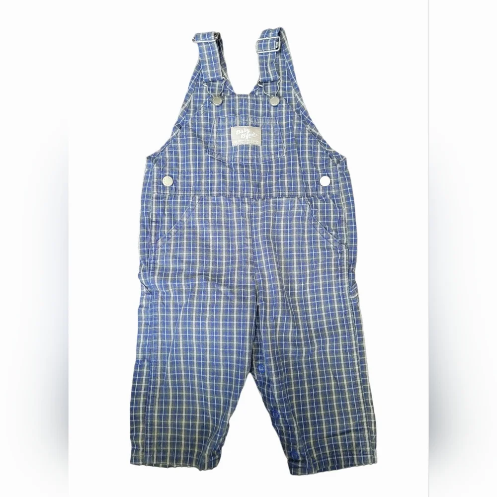 Vintage 1990s OshKosh B'gosh plaid baby bib overalls
